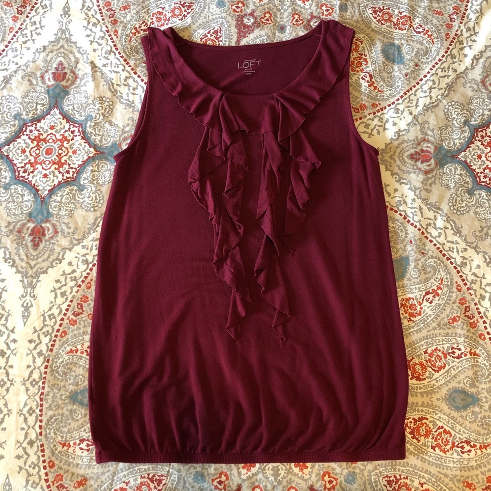 LOFT XXSP red ruffle blouse